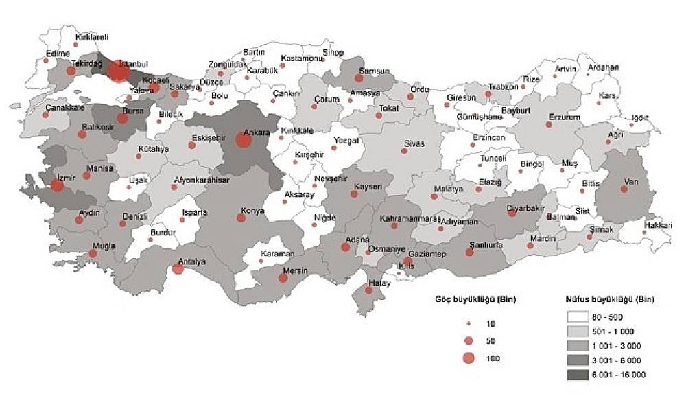 TÜİK: Türkiye'de 2022 yılında 2 milyon 791 bin 156 kişi iller arasında göç etti
